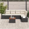 Trädgårdsoff set 6 pcs Svart, vit Rattan och polyester vidaXL 55 x 55 x 37 cm – miniatyr 3