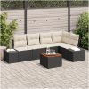 Trädgårdsoff set 6 pcs Svart, vit Rattan och polyester vidaXL 55 x 55 x 37 cm – miniatyr 1