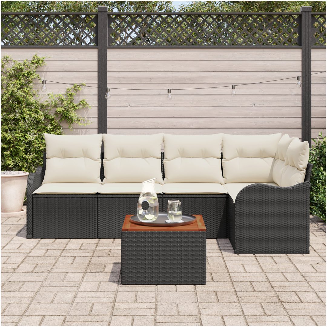 Trädgårdsoff-set 6 pcs Svart, vit vidaXL Mellan – bild 3