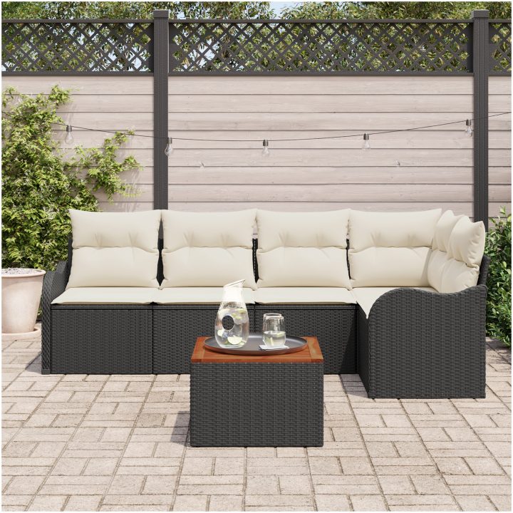 Trädgårdsoff-set 6 pcs Svart, vit vidaXL Mellan – bild 3