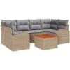 Trädgårdsoff set 7 pcs Beige, ljusgrå Rattans, polyester vidaXL Stor – miniatyr 2