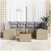 Trädgårdsoff set 7 pcs Beige, ljusgrå Rattans, polyester vidaXL Stor – miniatyr 3