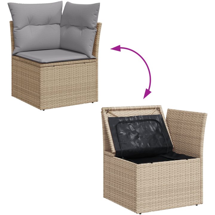 Trädgårdsoff-set 7 pcs Beige, ljusgrå vidaXL Medium – bild 8