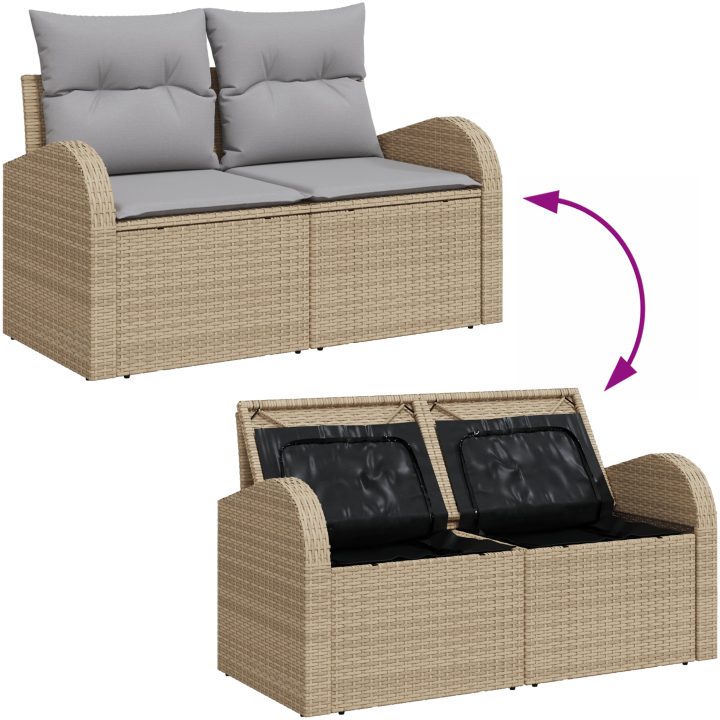 Trädgårdsoff-set 7 pcs Beige, ljusgrå vidaXL Medium – bild 10
