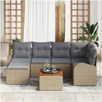 Trädgårdsoff-set 7 pcs Beige, ljusgrå vidaXL