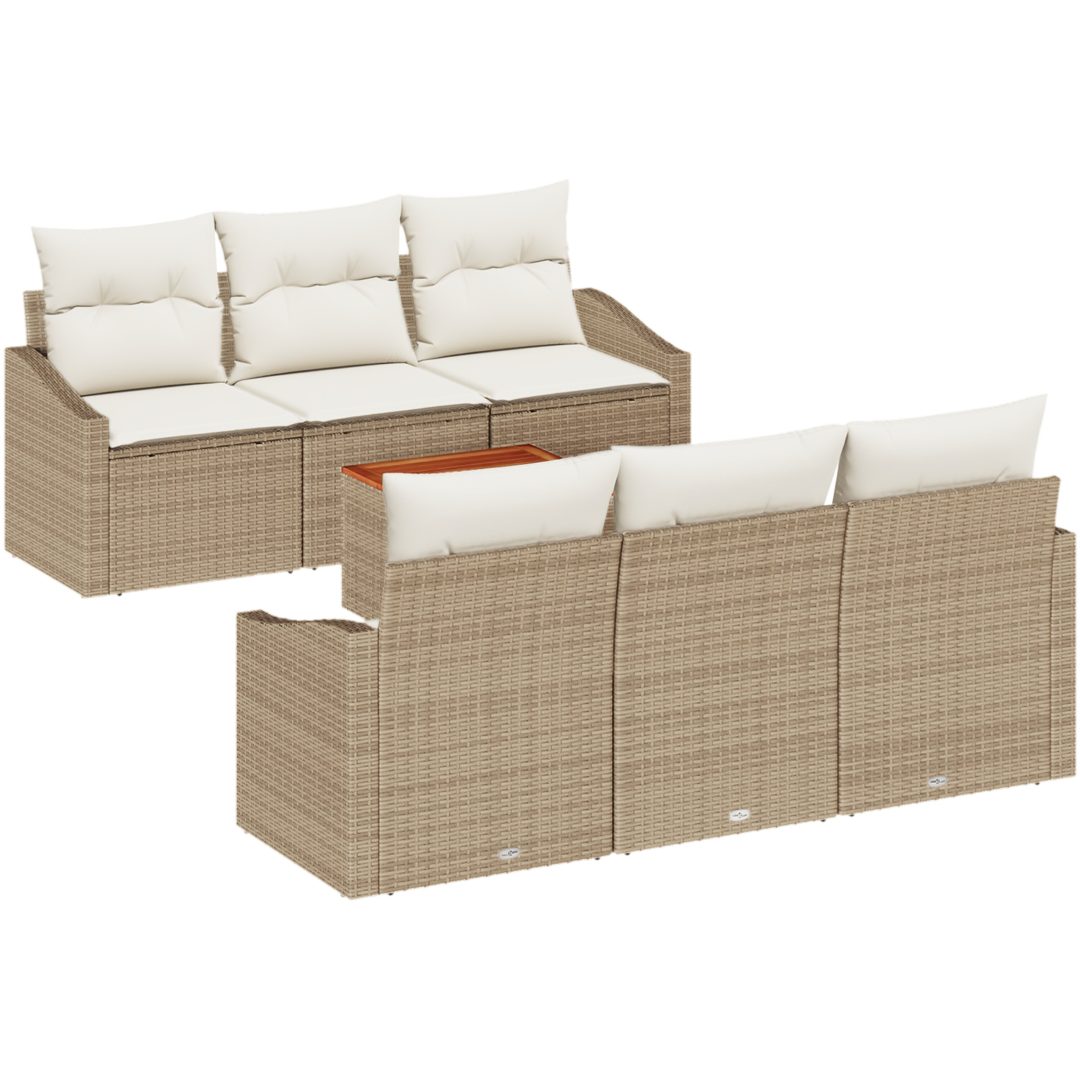 Trädgårdsoff-set 7 pcs Beige, vit vidaXL 55 x 55 x 37 cm – bild 2