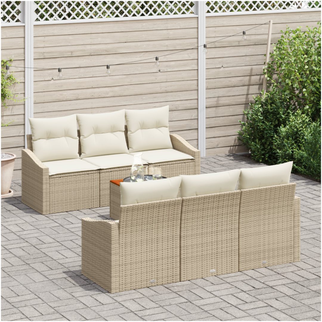 Trädgårdsoff-set 7 pcs Beige, vit vidaXL 55 x 55 x 37 cm – bild 3