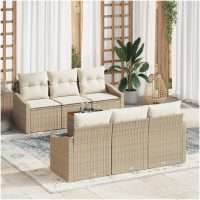 Trädgårdsoff-set 7 pcs Beige, vit vidaXL