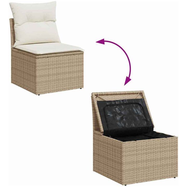 Trädgårdsoff Set 7 pcs Beige, vit vidaXL Stor – bild 12
