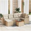 Trädgårdsoff Set 7 pcs Beige, vit vidaXL Stor – miniatyr 1