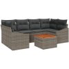 Trädgårdsoff set 7 pcs Grå Poly-rattan, tyg vidaXL 55 x 55 x 37 cm – miniatyr 2