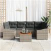 Trädgårdsoff set 7 pcs Grå Poly-rattan, tyg vidaXL 55 x 55 x 37 cm – miniatyr 3