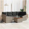 Trädgårdsoff set 7 pcs Grå Poly-rattan, tyg vidaXL 55 x 55 x 37 cm – miniatyr 1