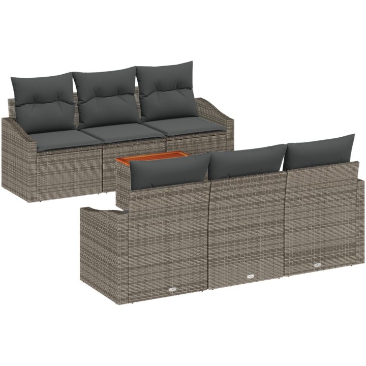 Trädgårdsoff-set 7 pcs Grå Rotting vidaXL 55 x 55 x 37 cm – bild 2