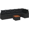 Trädgårdsoff set 7 pcs Svart Rattan, trä vidaXL 55 x 55 x 37 cm – miniatyr 2