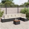 Trädgårdsoff-set 7 pcs Svart, vit Rattans, polyester vidaXL 55 x 55 x 37 cm – miniatyr 1