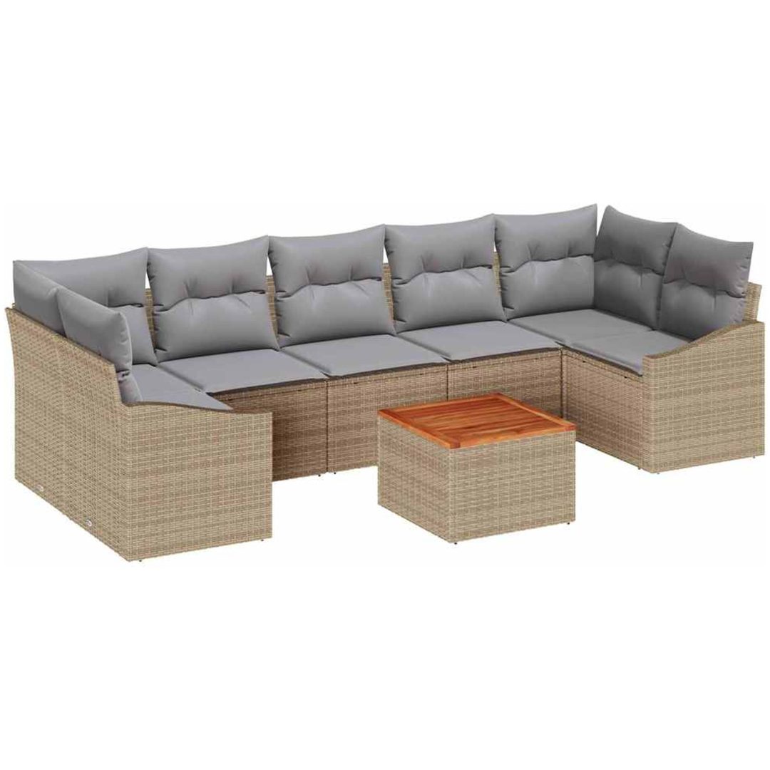 Trädgårdsoff-set 8 pcs Beige, ljusgrå vidaXL 55 x 55 x 37 cm – bild 2