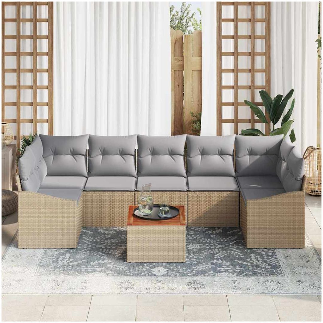 Trädgårdsoff-set 8 pcs Beige, ljusgrå vidaXL 55 x 55 x 37 cm – bild 3