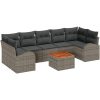 Trädgårdsoff-set 8 pcs Grå Rattan, polyester, trä vidaXL Stort – miniatyr 2