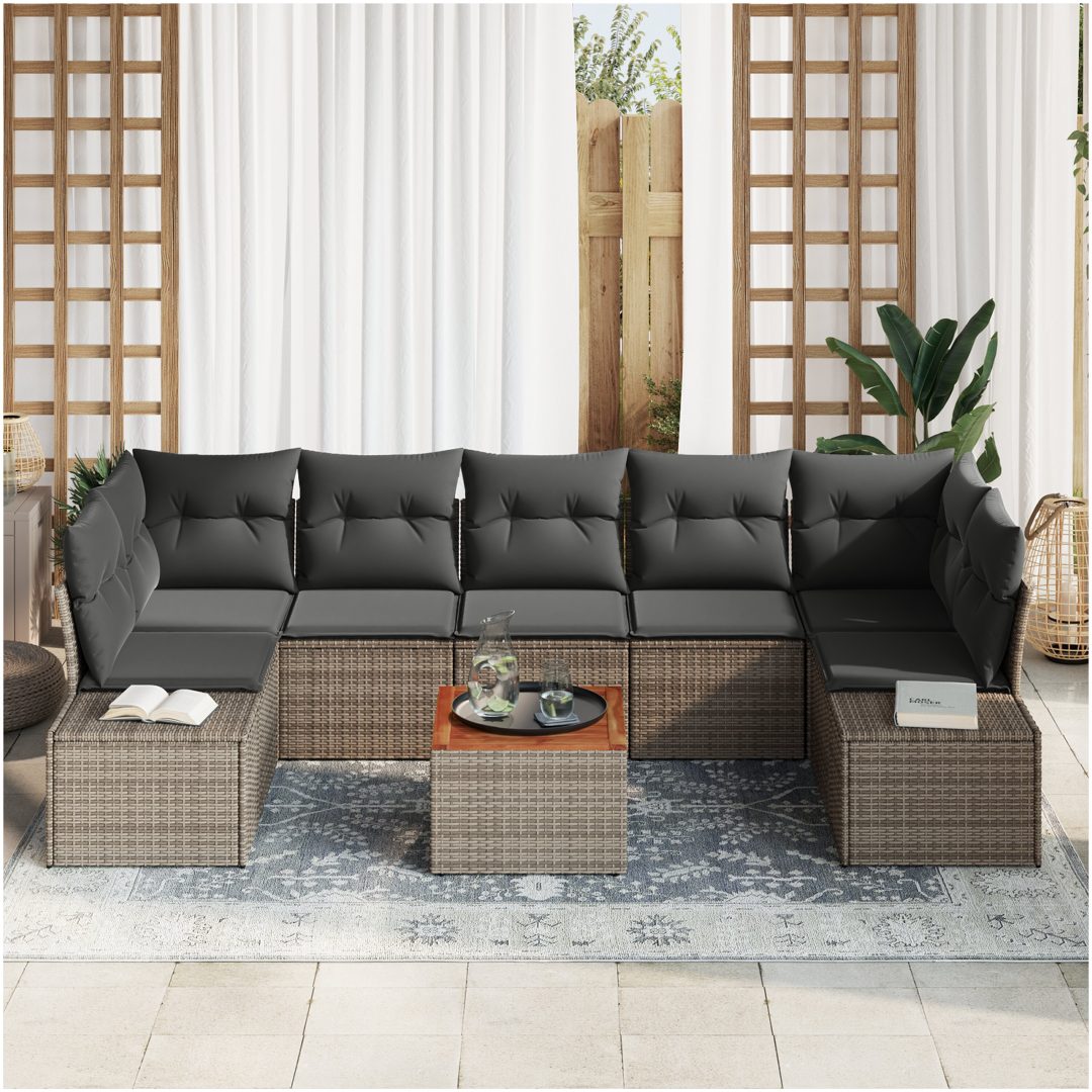 Trädgårdsoff set 8 pcs Grå vidaXL 55 x 55 x 37 cm