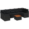 Trädgårdsoff set 8 pcs Svart Poly Rattan, Flätad, Trä vidaXL Stor – miniatyr 2
