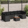 Trädgårdsoff set 8 pcs Svart Poly Rattan, Flätad, Trä vidaXL Stor – miniatyr 1