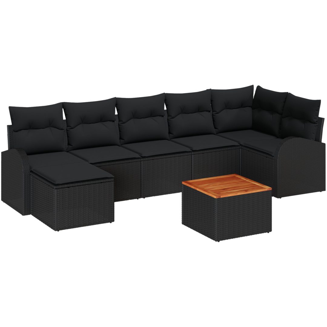 Trädgårdsoff-set 8 pcs Svart Rotting vidaXL Medium – bild 2