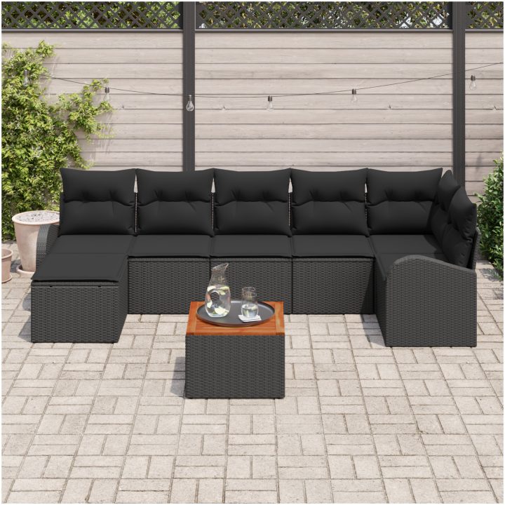 Trädgårdsoff-set 8 pcs Svart Rotting vidaXL Medium – bild 3