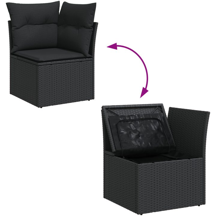 Trädgårdsoff-set 8 pcs Svart Rotting vidaXL Medium – bild 9
