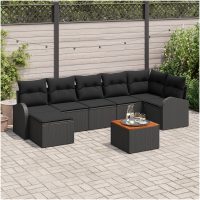 Trädgårdsoff-set 8 pcs Svart Rotting vidaXL