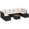 Trädgårdsoff set 8 pcs Svart, vit Rattan, Tyg vidaXL 55 x 55 x 37 cm – miniatyr 2