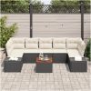 Trädgårdsoff set 8 pcs Svart, vit Rattan, Tyg vidaXL 55 x 55 x 37 cm – miniatyr 3