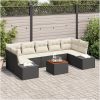 Trädgårdsoff set 8 pcs Svart, vit Rattan, Tyg vidaXL 55 x 55 x 37 cm – miniatyr 1