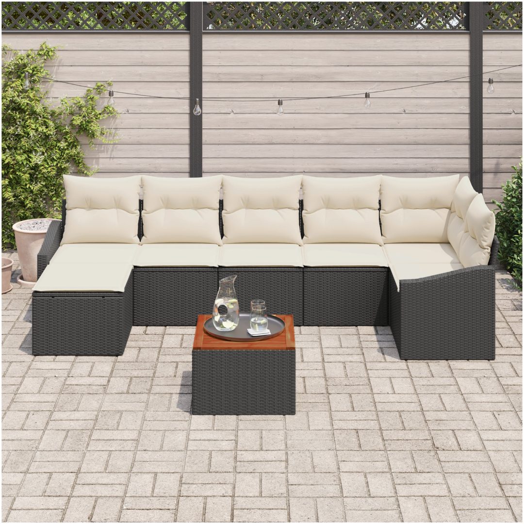Trädgårdsoff-set 8 pcs Svart, vit vidaXL 55 x 55 x 37 cm – bild 3