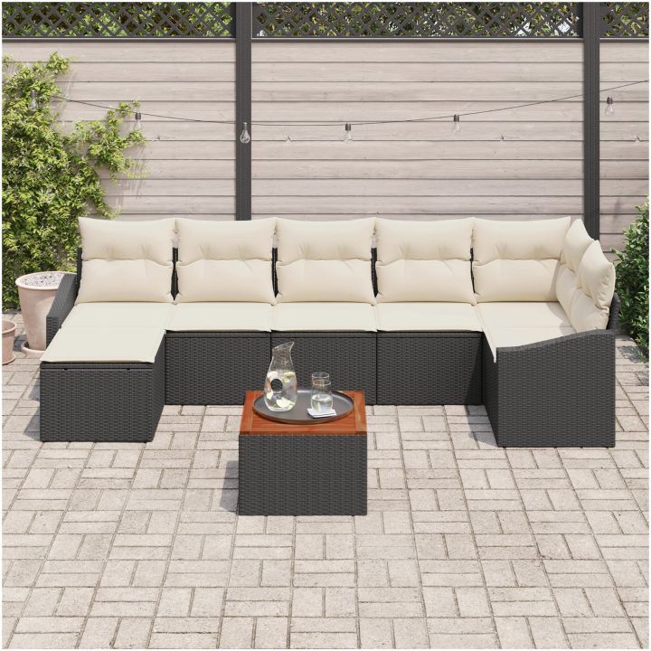 Trädgårdsoff-set 8 pcs Svart, vit vidaXL 55 x 55 x 37 cm – bild 3