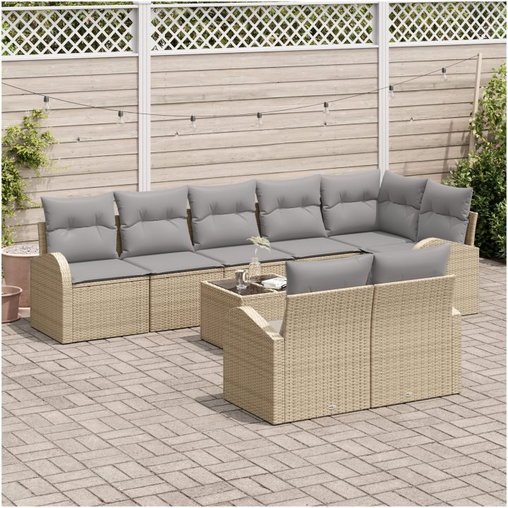 Trädgårdsoff-set 9 pcs Beige vidaXL 55 x 55 x 37 cm – bild 3
