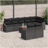 Trädgårdsoff Set 9 pcs Svart Poly Rattan, Trä vidaXL 55 x 55 x 37 cm – miniatyr 3