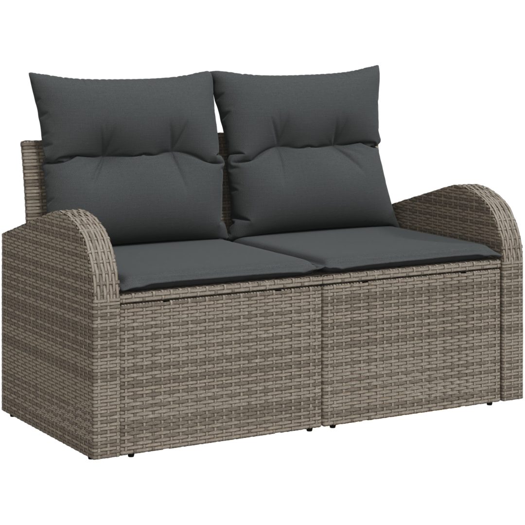 Trädgårdsoff-set Grå 6 pcs Grå Rotting & Tyg vidaXL Medium – bild 7