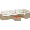 Trädgårdsoff-set med gardiner 7 pcs Beige, vit vidaXL 55 x 55 x 37 cm – miniatyr 2