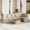 Trädgårdsoff-set med gardiner 7 pcs Beige, vit vidaXL 55 x 55 x 37 cm – miniatyr 1