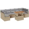Trädgårdsoff-set med kudde 8 pcs Beige och Grå Rotting vidaXL Stor – miniatyr 2