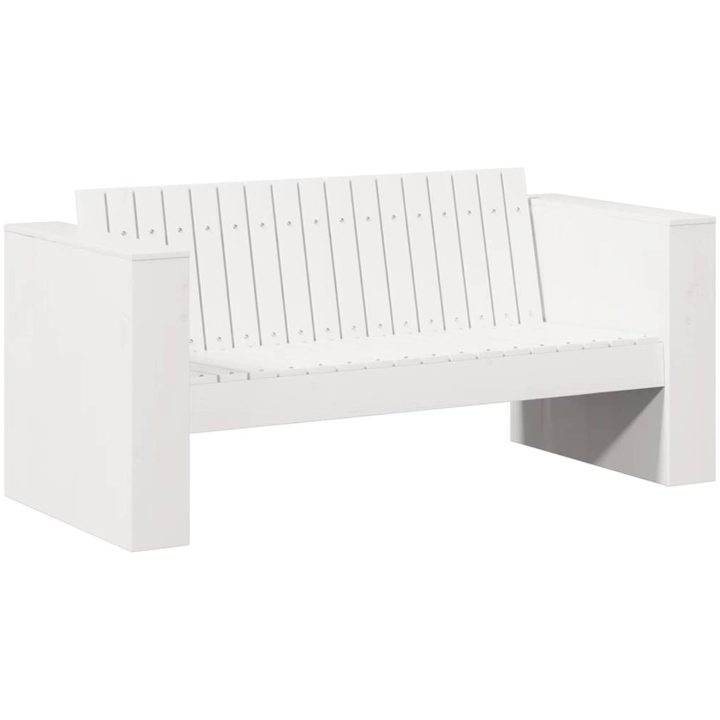 Trädgårdsoffa 2-sits 134x60x62 cm Vit Massivt Trä Furu vidaXL Standard – bild 2
