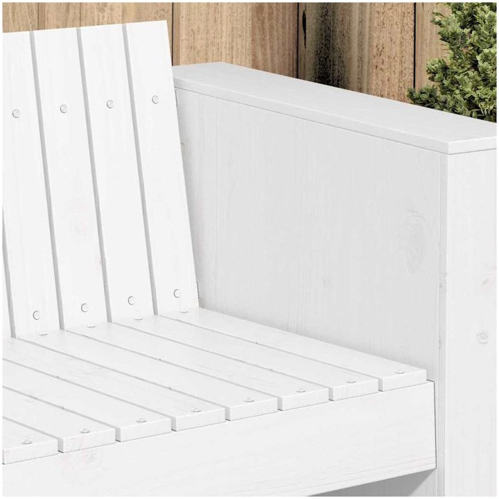 Trädgårdsoffa 2-sits 134x60x62 cm Vit Massivt Trä Furu vidaXL Standard – bild 3