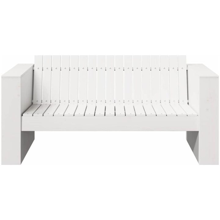 Trädgårdsoffa 2-sits 134x60x62 cm Vit Massivt Trä Furu vidaXL Standard – bild 4