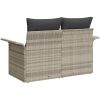 Trädgårdsoffa med Förvaring & Kuddar Ljusgrå Poly Rattan vidaXL 2 - Sits – miniatyr 4