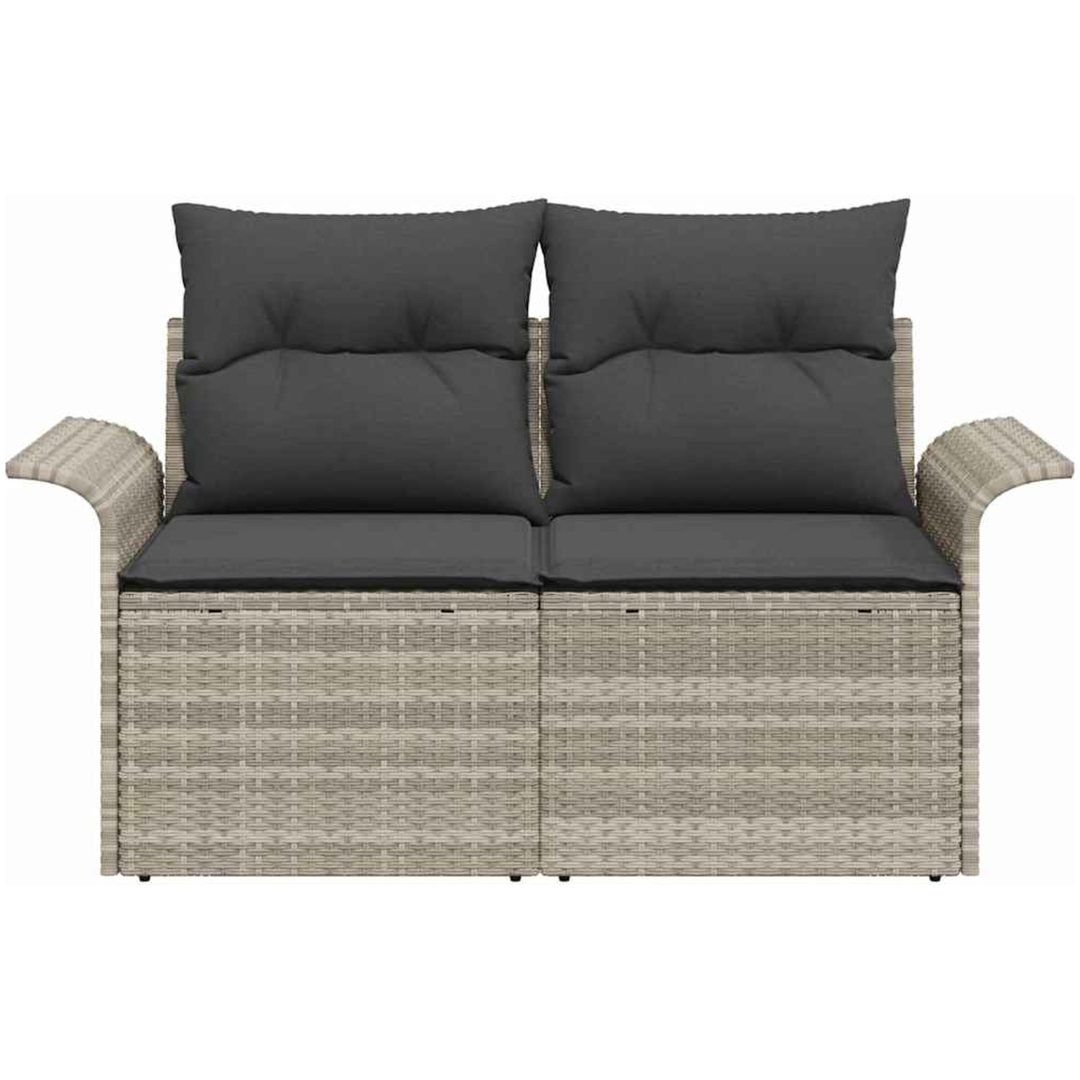 Trädgårdsoffa med Förvaring & Kuddar Ljusgrå Poly Rattan vidaXL 2 - Sits – bild 5