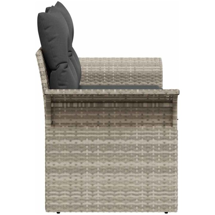 Trädgårdsoffa med Förvaring & Kuddar Ljusgrå Poly Rattan vidaXL 2 - Sits – bild 6