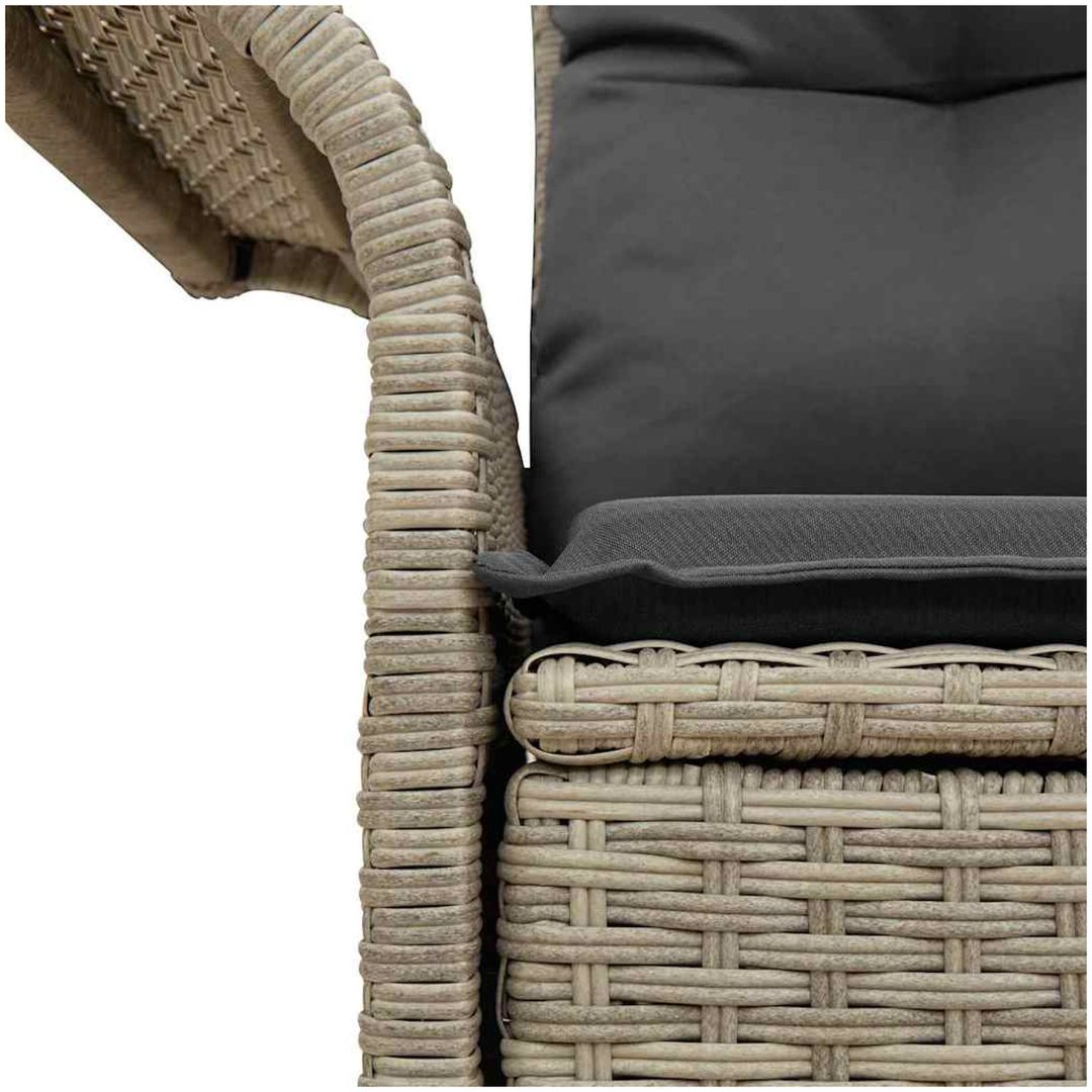 Trädgårdsoffa med Förvaring & Kuddar Ljusgrå Poly Rattan vidaXL 2 - Sits – bild 8