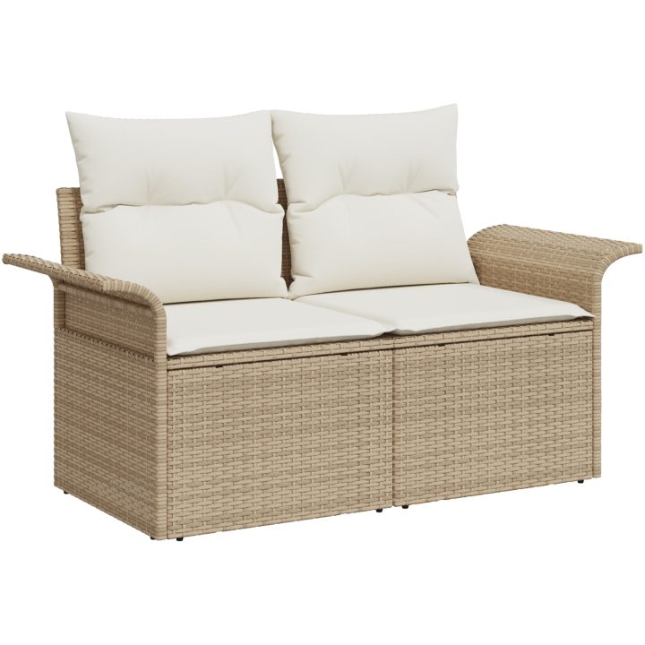 trädgårdsoffa med kuddar beige polyrotting vidaXL 2 - Sits – bild 2
