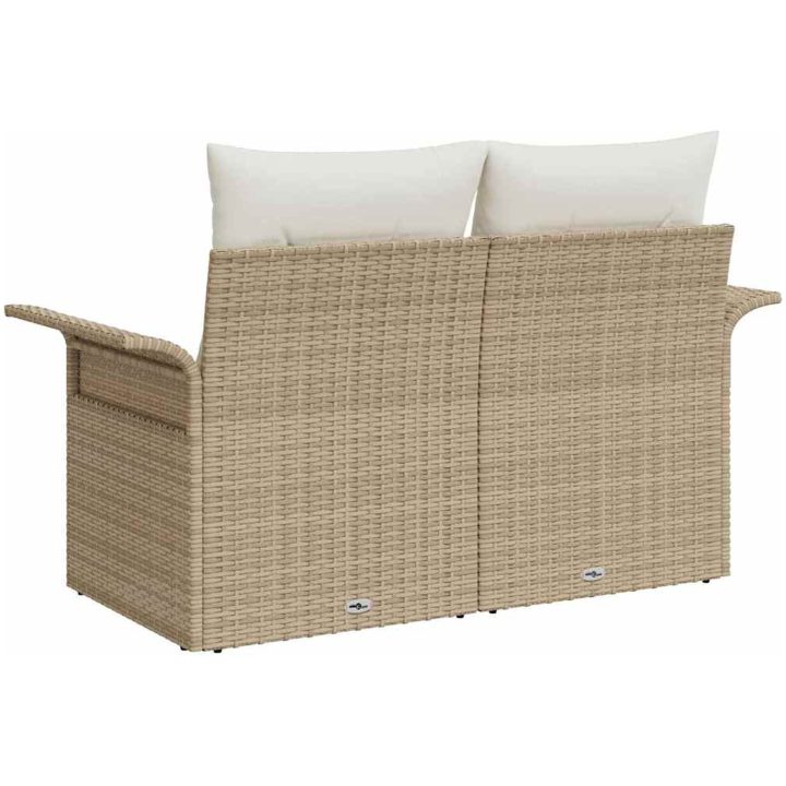trädgårdsoffa med kuddar beige polyrotting vidaXL 2 - Sits – bild 4